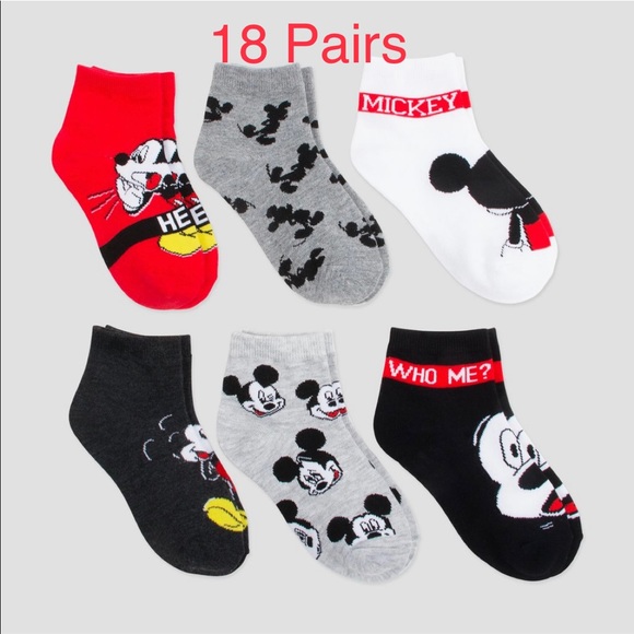 18 Pairs of Boys Mickey Mouse Ankle Socks - Picture 1 of 6